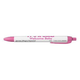 It's A Girl Welcome Announcement Hospital Name Pen