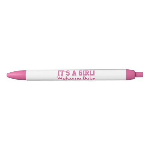 Its A Girl Welcome Baby Announcements Red Ink Pen
