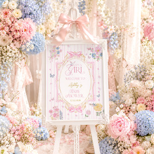It's a Girl Whimsical Floral Baby Shower Welcome Foam Board