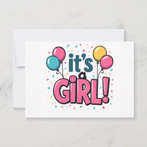 It's A Girl With Balloons RSVP Card