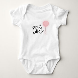 It's A Girl with Pink Balloon Baby Bodysuit