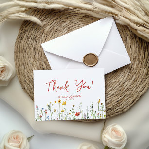 It's a Girl with Spring Flowers Baby Shower Letterpress Thank You Card
