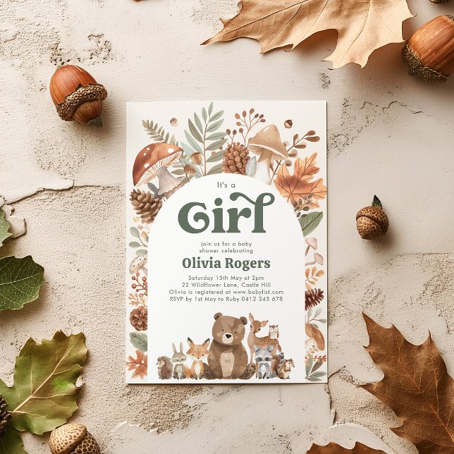 It's a Girl! Woodland Animal Baby Shower Invitation (It's a Girl! Woodland Baby Shower Invitation)
