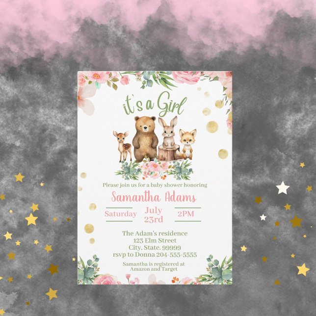 It's a Girl Woodland Baby Shower Invitation  (Creator Uploaded)