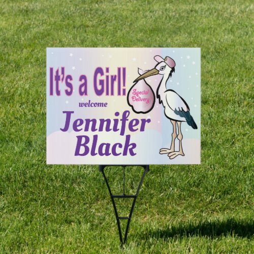 Its A Girl yard sign