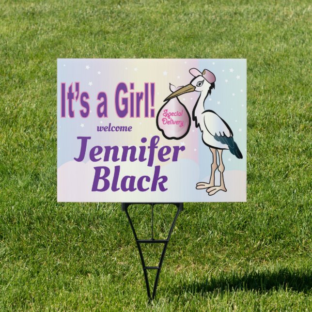 It's A Girl yard sign (Insitu)