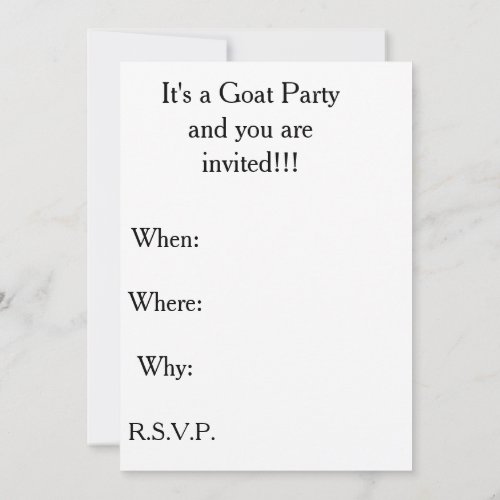 Its a Goat Party Invitation