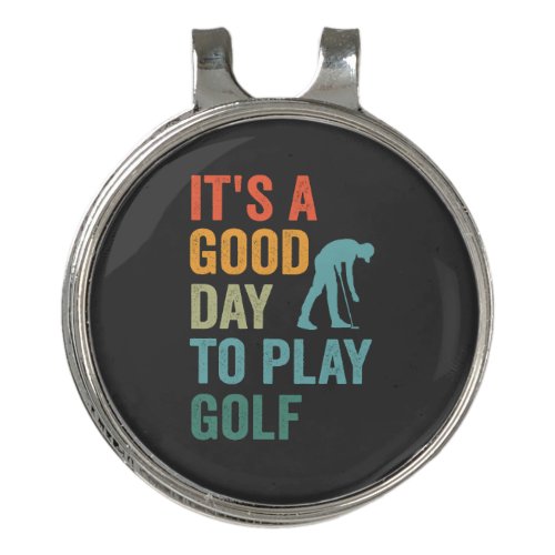 Its a Good Day To Play Golf Funny Retro Vintage  Golf Hat Clip