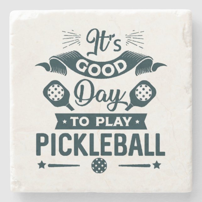 It's A good day to play Pickleball Stone Coaster (Front)
