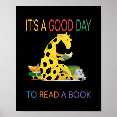 Its A Good Day To Read A Book Giraffe Reading Poster