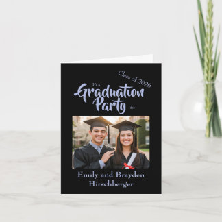 It's a Graduation Party - Black w/Photo Invitation