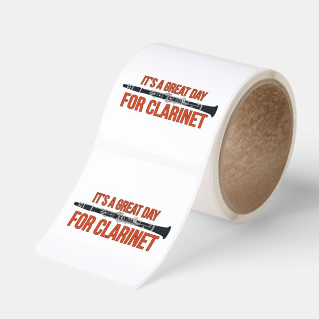 It's A Great Day for Clarinet Square Sticker (Roll)