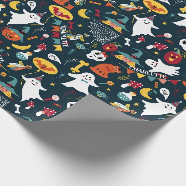 It's A Halloween Birthday Party Add Child's Name Wrapping Paper (Corner)
