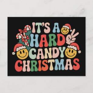 It's A Hard Candy Christmas Retro Groovy Xmas Holiday Postcard