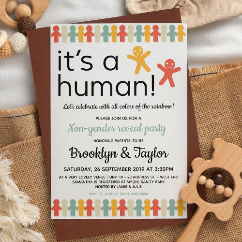 Its A  Human _ Non Gender Reveal _ Baby Shower Invitation