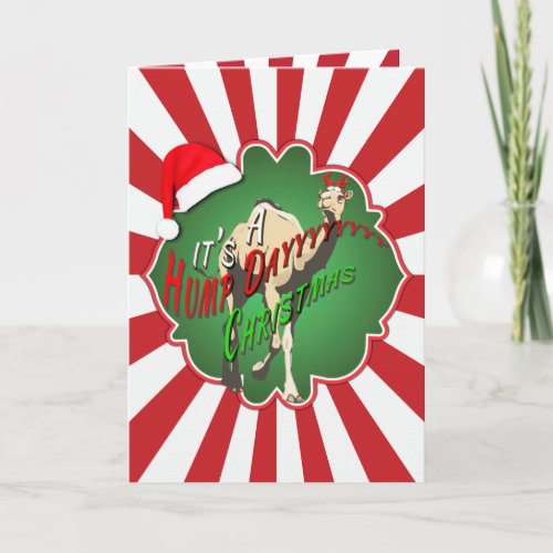 Its A Hump Day Christmas Camel Red Starburst Holiday Card