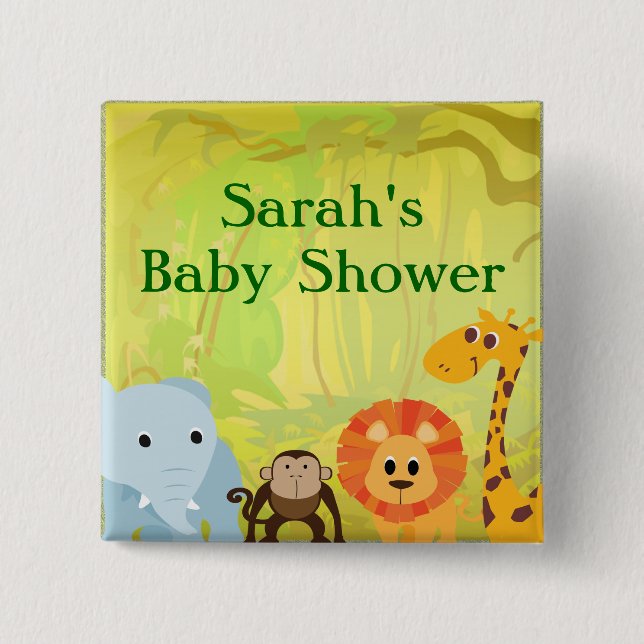 It's A Jungle Baby Shower Pinback Button (Front)