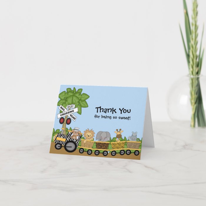 Its a Jungle Baby Train Baby Shower Thank You Cards