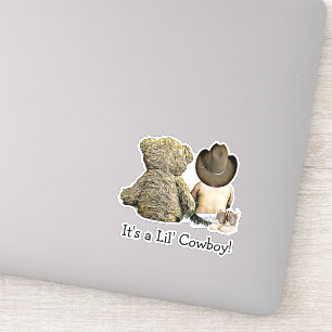 It's a Lil Cowboy Teddy bear Baby Shower Sticker