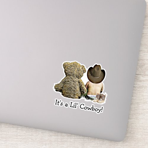 Its a Lil Cowboy Teddy bear Baby Shower Sticker