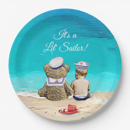 Its a Lil Sailor Boys Baby Shower Nautical Paper Plates