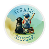 It's a Lil' Slugger | Boy's Baby Shower Edible Frosting Rounds (Front)