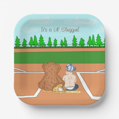 Its a Lil Slugger Boys Baseball Baby Shower   Paper Plates