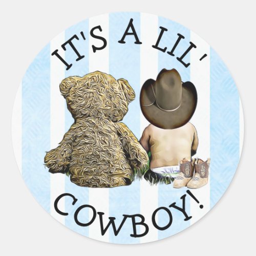 Its a Little Cowboy Baby Shower Stickers