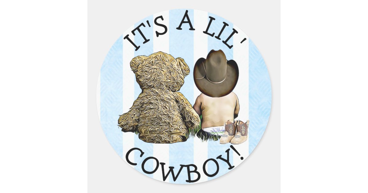 It S A Little Cowboy Baby Shower Stickers Zazzle Com