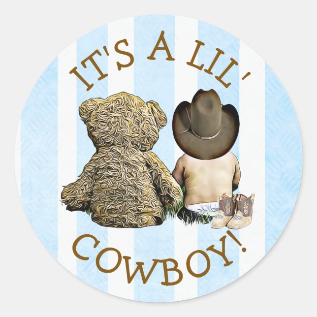 It's a Little Cowboy Baby Shower Stickers (Front)