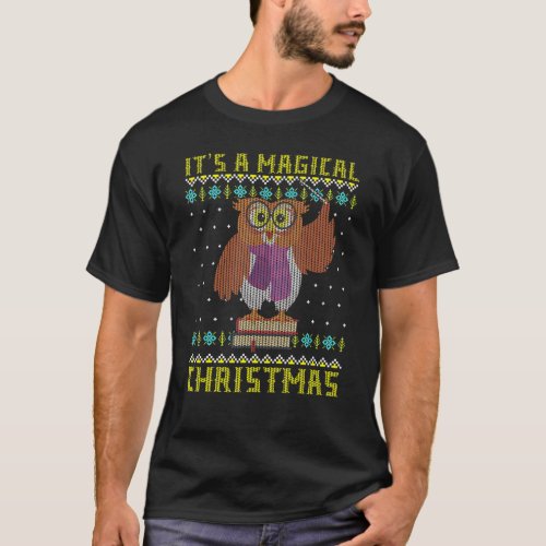 Its A Magical Christmas Wizard Nerd Book Owl T_Shirt