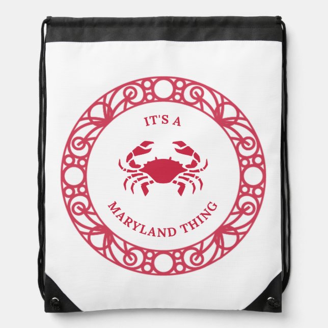 IT'S A MARYLAND THING (CRABS) Drawstring Backpack (Front)