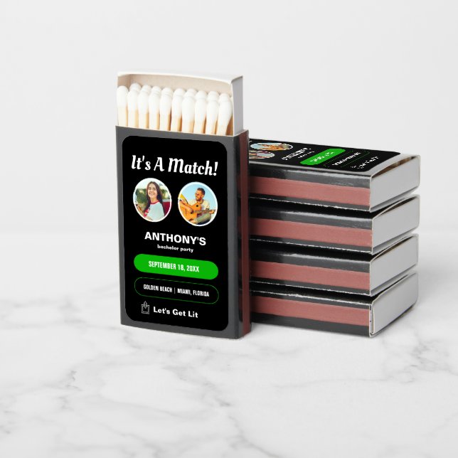 It's A Match | Bachelor Party Photo Favor (Stacked)