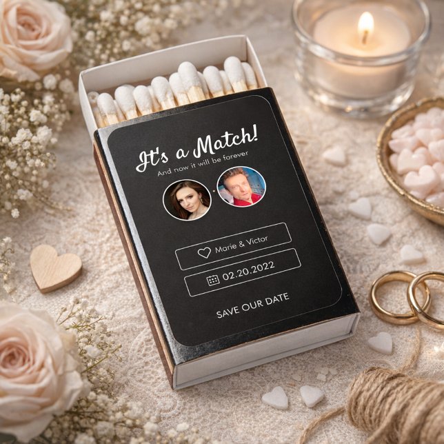 It's a Match! Dating App with Photo Save The Date Matchboxes (Creator Uploaded)