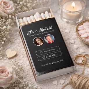 It's a Match! Dating App with Photo Wedding Favors Matchboxes