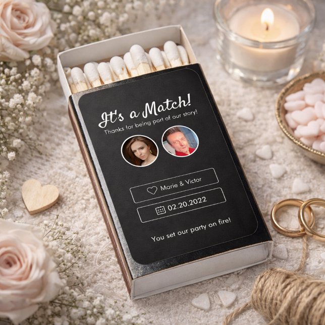 It's a Match! Dating App with Photo Wedding Favors Matchboxes (Creator Uploaded)