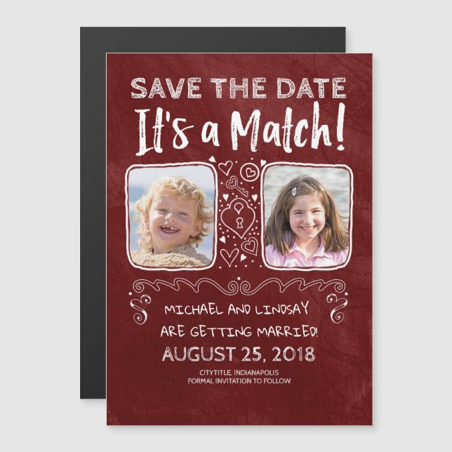It's a Match - Funny Save the Date Magnetic Invitation (Front/Back)