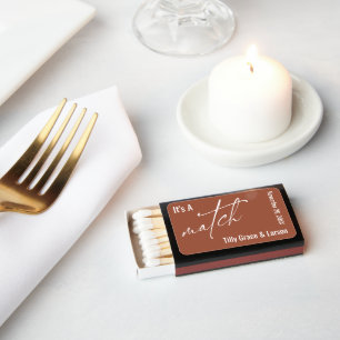 It's A Match! Modern Simple Typography Terracotta Matchboxes