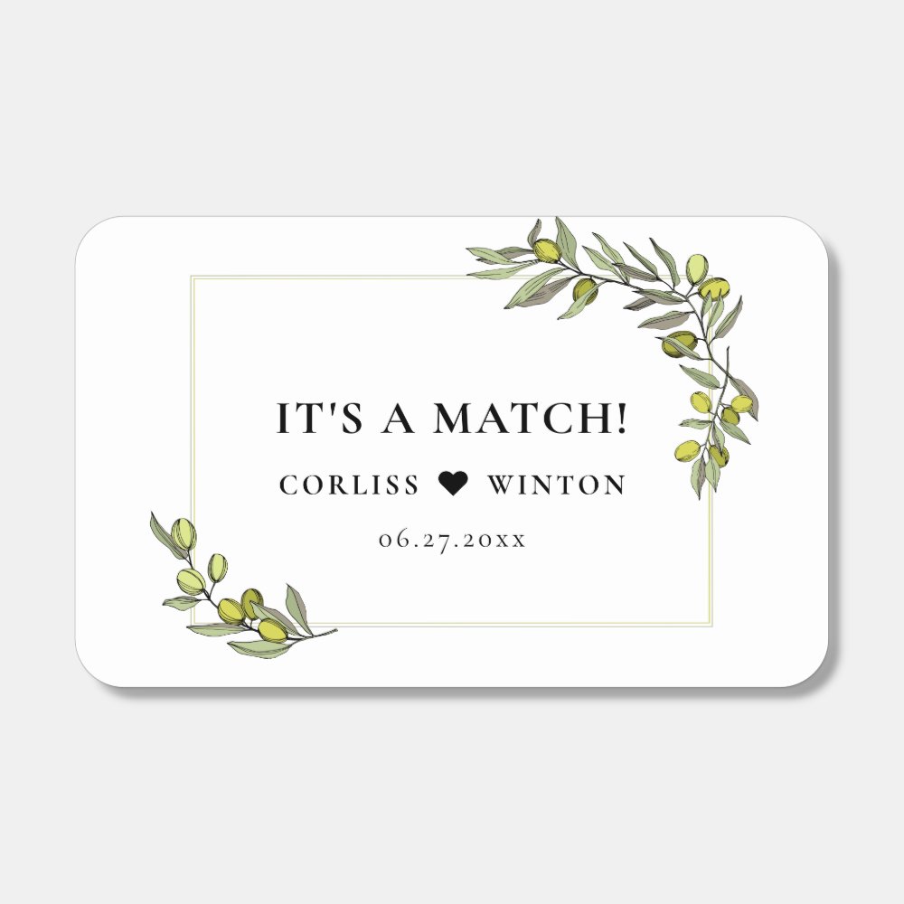 Disover It's a match Olive branches frame wedding matchbox