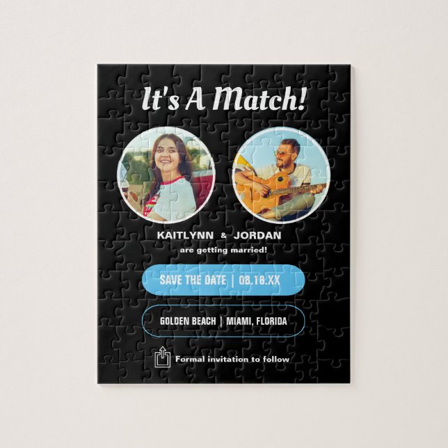 It's A Match | Photo Save the Date Puzzle (Vertical)