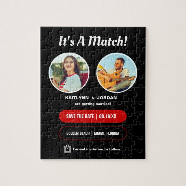 It's A Match | Photo Save the Date Puzzle (Vertical)