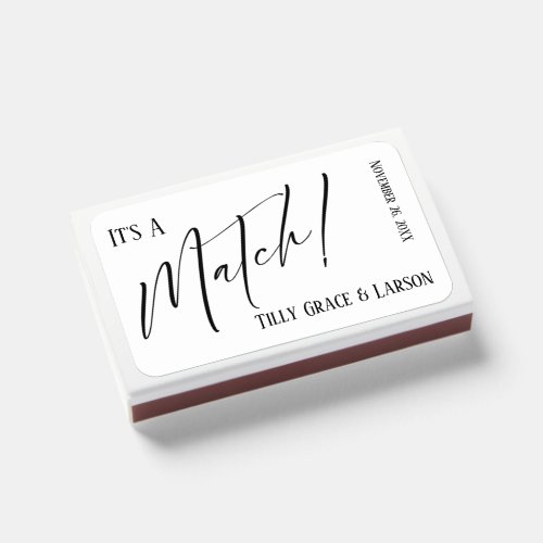 Its a Match Simple Black and White Typography Matchboxes