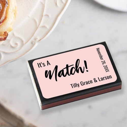 Its a Match Simple Customizable Pink  Black Matchboxes