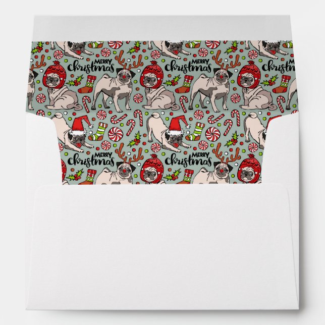 It's A Merry Pug Christmas Pattern Envelope (Back (Bottom))