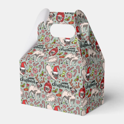 Its A Merry Pug Christmas Pattern Favor Boxes
