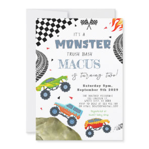 It's A MONSTER Truck Bash Birthday Party Invitation