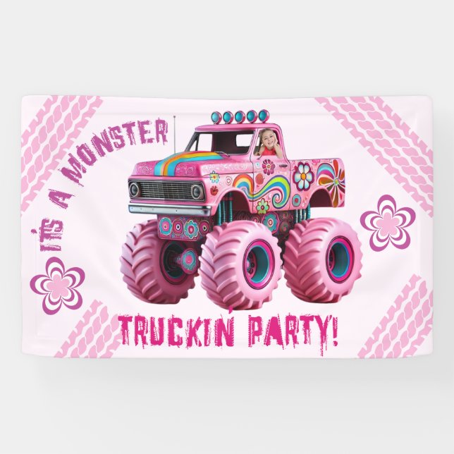 It's a Monster Truckin' Party Custom Photo  Banner (Horizontal)