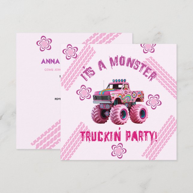 It's a Monster Truckin' Party Custom Photo  Invitation (Front/Back)