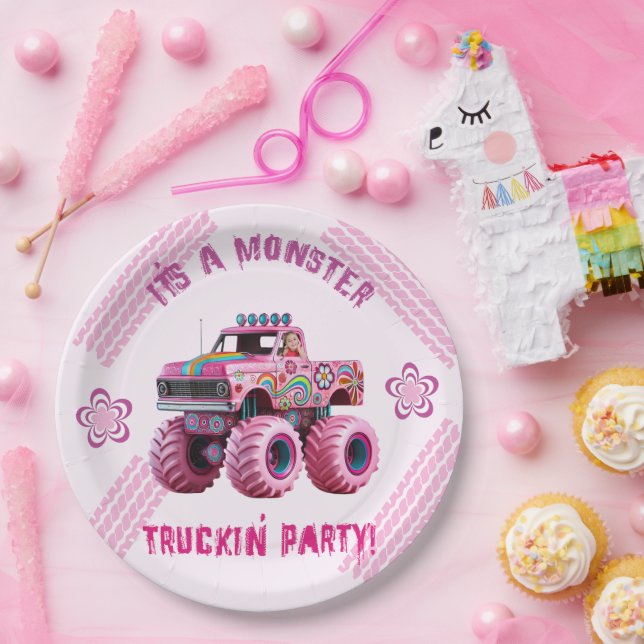 It's a Monster Truckin' Party Custom Photo  Paper Plates (Party)
