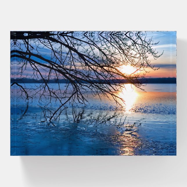 It's A New Day Over the River - Nature Photography Paperweight (Front)